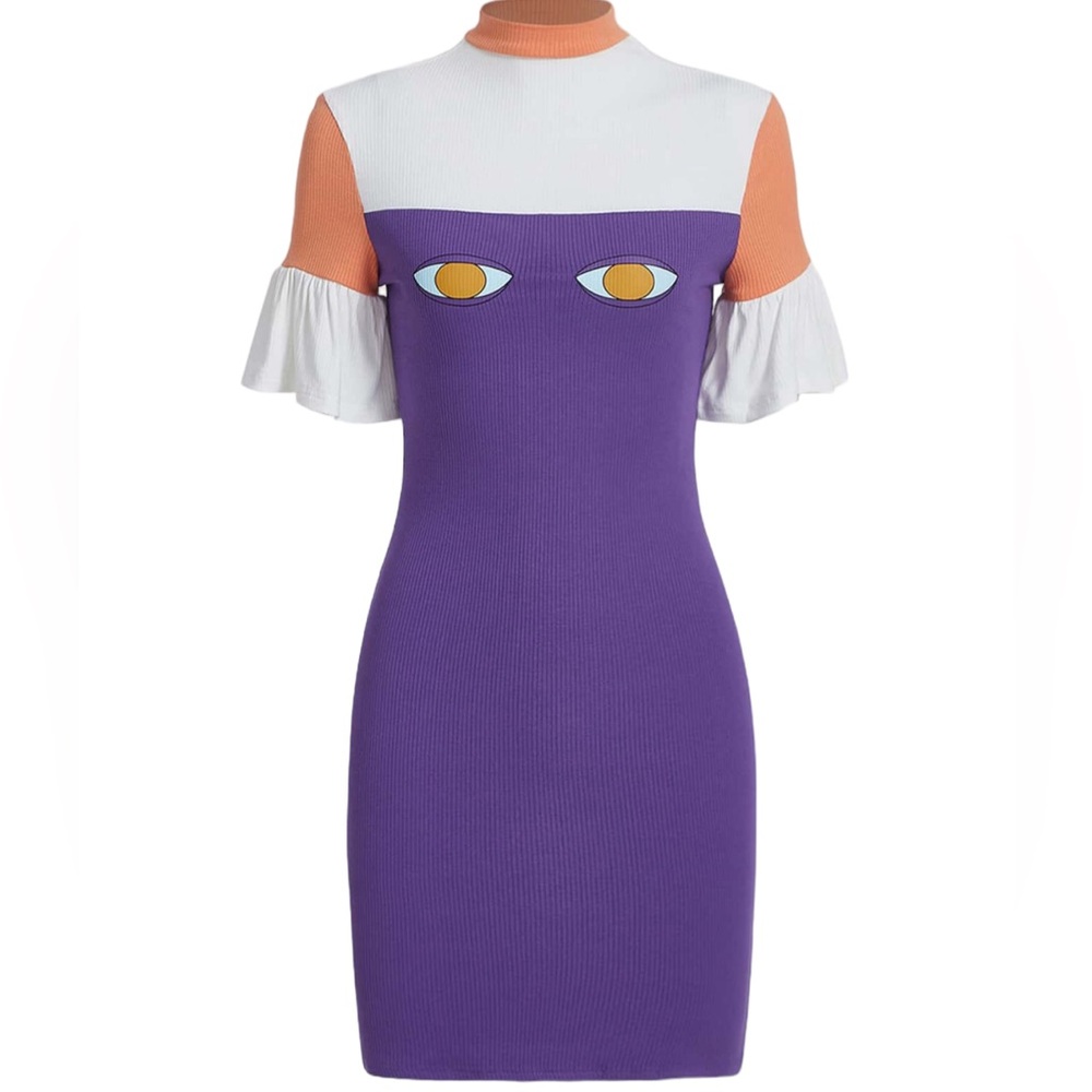 Multi color block Dress with Eyes